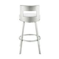 thumbnail image 2 of Lynof Swivel Counter Stool in Brushed Stainless Steel with White Faux Leather, 2 of 11