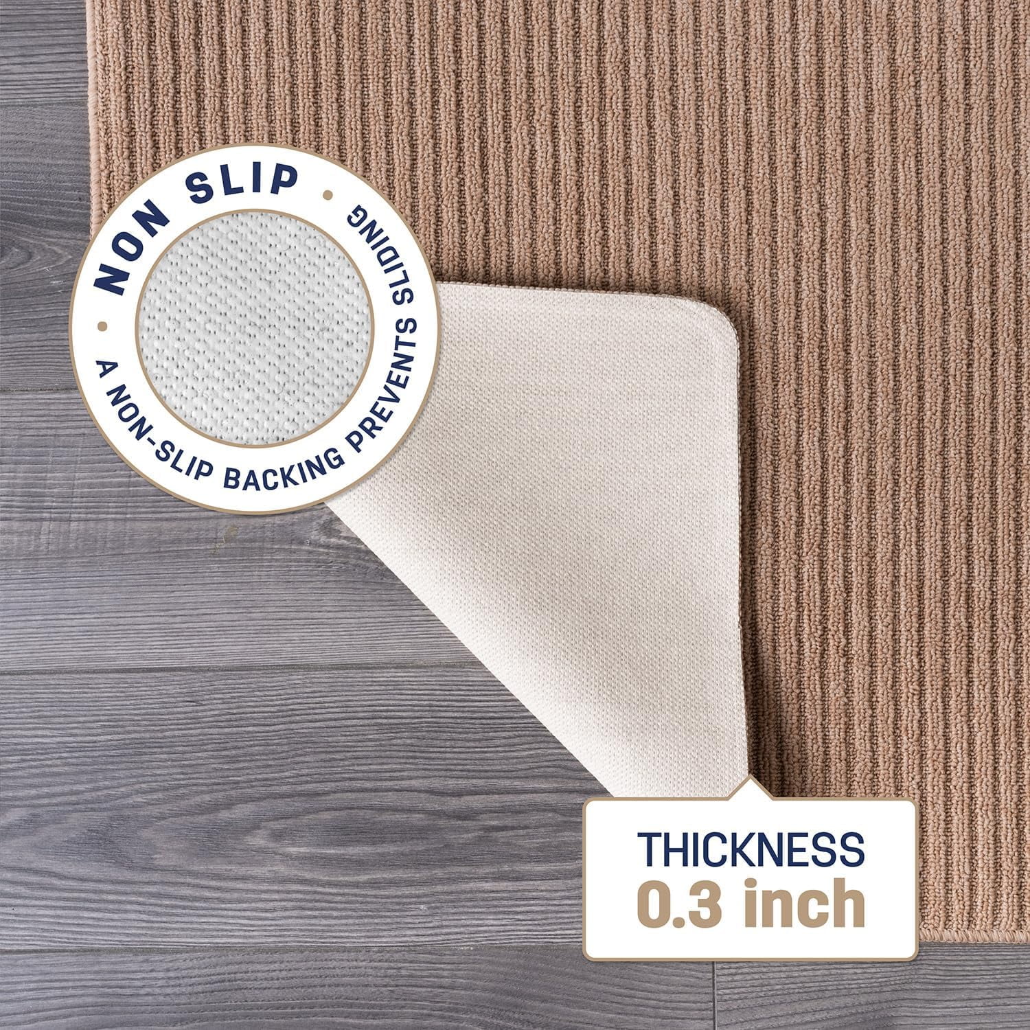 Beverly Rug Non-Slip Machine Washable 3 x 3 Beige Indoor Area Rugs