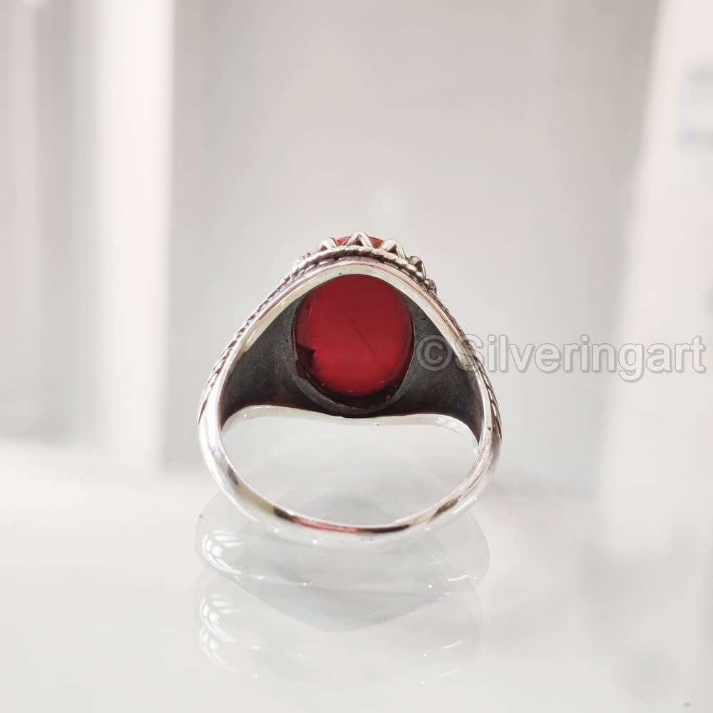 VEDJIT 8.25 Ratti Red Coral Moonga Gemstone Ring A+ Quality for Women and  Men