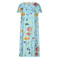 thumbnail image 4 of QJUHUNG Robe d'Été à Imprimé Floral Hawaïen pour Femmes, Manches Courtes, Robe Midi Fluide avec Poches, Coupe Ample, Tenue de Plage et de Villégiature, 4 of 6