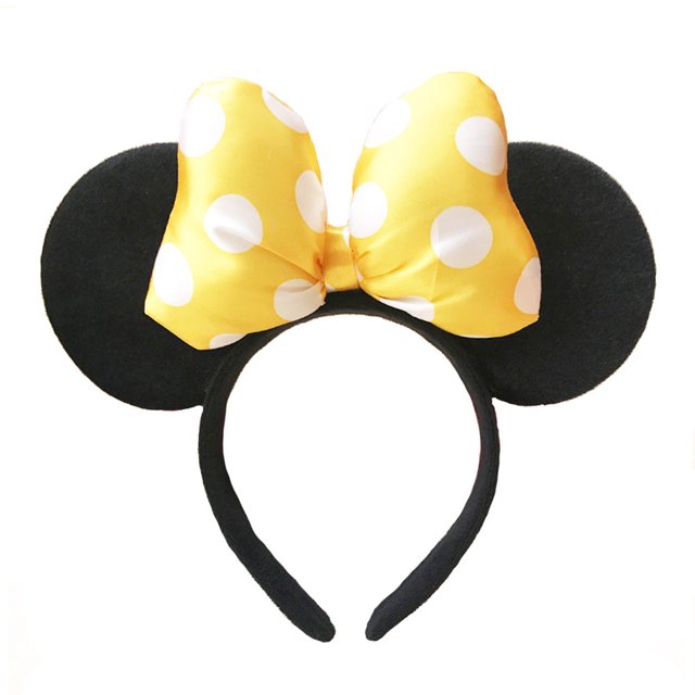 Diadema con orejas de Mickey de dibujos animados para adultos y niños, diadema con lentejuelas, lazo grande, diadema de conejo de animal