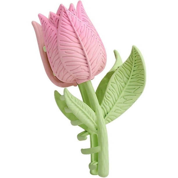 Pinza para el pelo Flor de tulipán - Accesorios para el cabello con forma de flor rosa Pinzas lindas para el cabello, forma de flor rosa