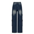 thumbnail image 3 of Women's High Rise Bootcut Jeans Flared Wide Leg Denim Pants High Waist with Pockets and Button Closure, 3 of 3