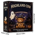 thumbnail image 3 of Highland Cow Halloween Countdown Calendar, 2026 Flat Plastic Advent Display with Spooky Farm Animal Artwork, 24-Day Decor for Desk, Wall, Entryway, Living Room, Office & Party Countdown, 3 of 7