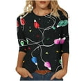 thumbnail image 2 of Holiday Gifts! Titcea Christmas Shirts for Women 3/4 Sleeve Crewneck Cute Christmas Print Pullover Sweaters 2024 Loose Comfort Casual Tops, 2 of 5