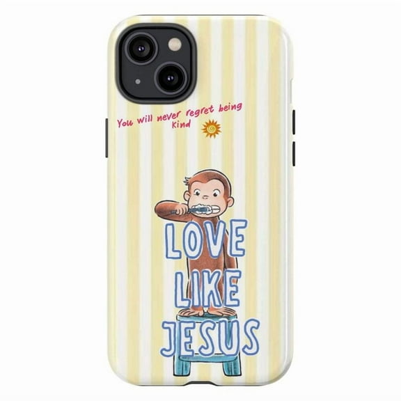 Christian Curious Monkey Phone Case, Love Like Jesus Motivational Quote iPhone Cover, Wholesome Faith-Based Design for iPhone 17 16 15 14 13 12 11 Pro Plus Max Mini