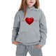 thumbnail image 4 of Conjunto de sudadera con capucha de manga larga para niños con estampado en forma de corazón y pantalones deportivos con lazo en las piernas, conjunto deportivo informal de dos piezas para niños, poli, 4 of 5
