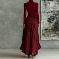 thumbnail image 4 of Long Skirt Sets Women 2025 High Waist Knit Dresses Autumn Winter Long Sleeve Slim Maxi Skirts Dress Long Style Elegant Atmospheric Dress Everyday Womens Wedding Guest Dress Deep Red XL, 4 of 4