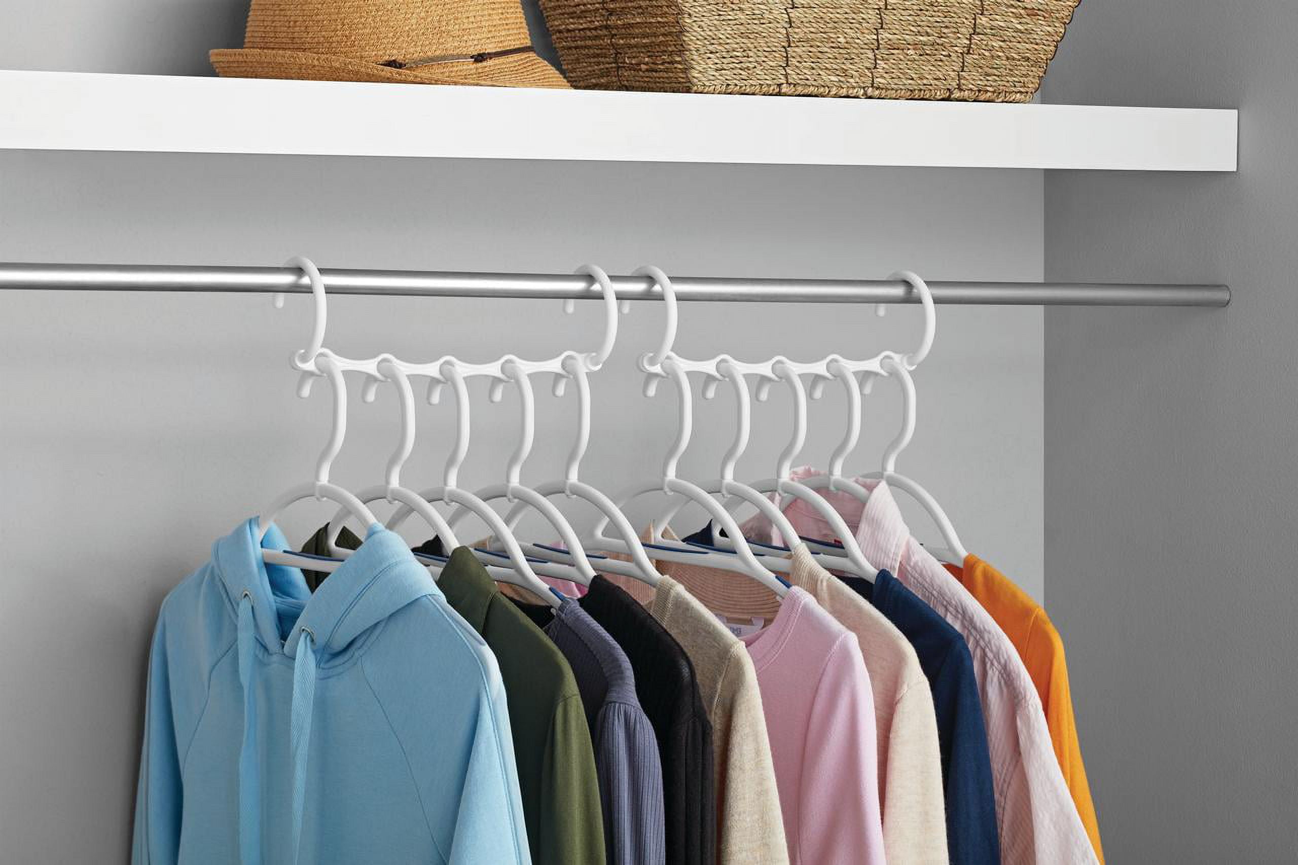 Mainstays Space Saving Cascading Foldable Non-Slip Plastic Clothing Hanger, 10 Pack, White