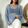 thumbnail image 2 of WULMLEO Crochet Tops for Women Summer Beach Swim Cover Ups Knit Beach Cover Up Short Sleeve Hollow Out Shirts Blue M, 2 of 5