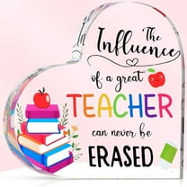 Heart-Shaped Teacher Appreciation Paperweight, Clear Acrylic Keepsake, Birthday, Graduation, Thank You & Classroom Gift - 4 x 4 Inch