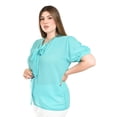 thumbnail image 2 of Blusa con detalle de moño y pedrería Roman Fashion /Tallas Extras, 8050 (Menta) azul 40, 2 of 5