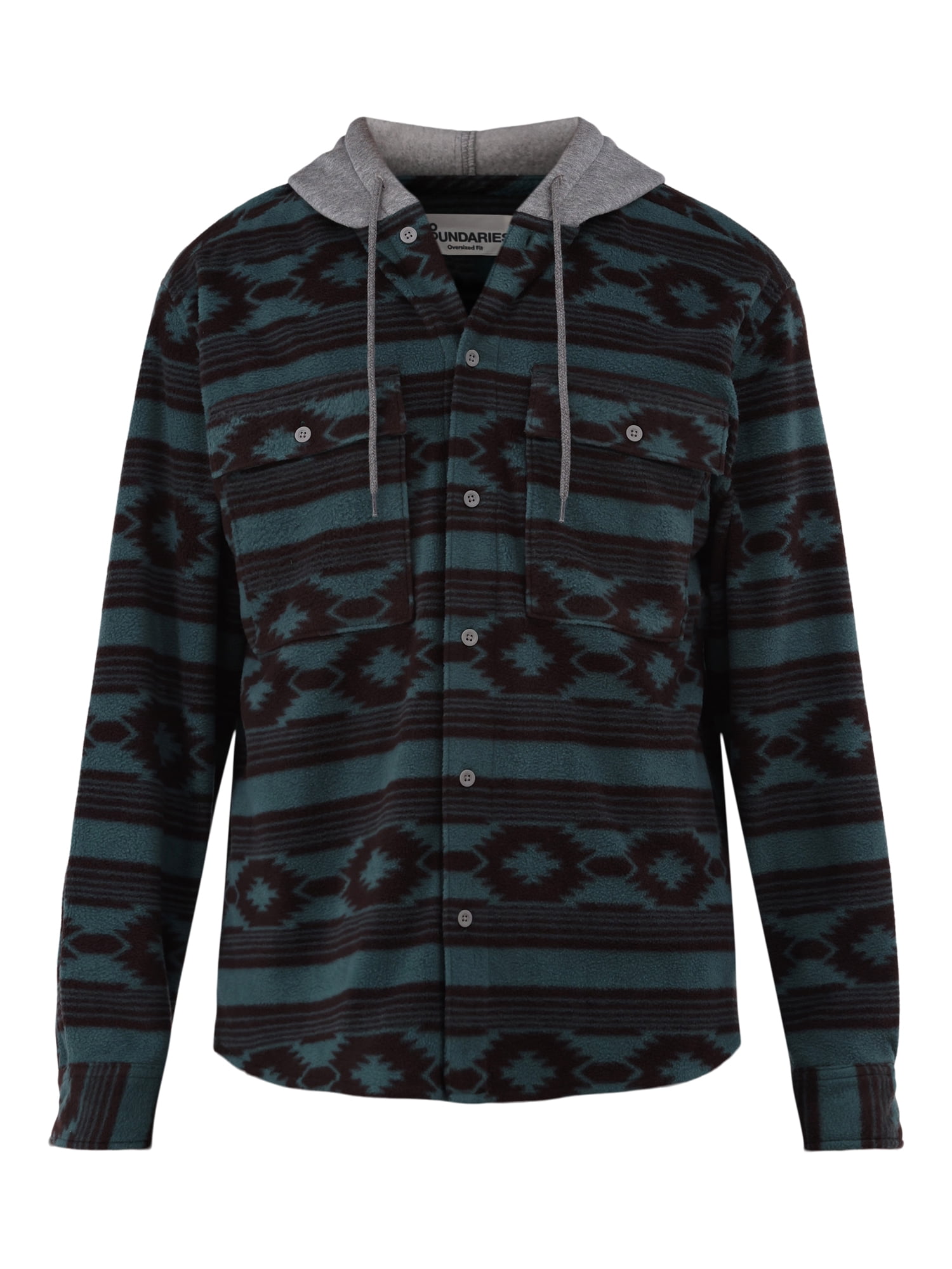 No Boundaries Men's & Big Men's Polar Fleece Hooded Button Up Jacket, Sizes XS-5XL