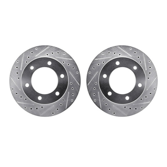 Dynamic Friction Company Front Brake Rotors-Drilled and Slotted-Silver 7002-37004