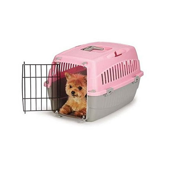 Cruising Companion Small Dog Cat Pet Travel Crate Lightweight Pet Carrier Plastic & Wire Kennel Cab(Small Peony)