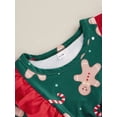 thumbnail image 6 of Elippeo Toddler Girl Christmas Outfits Gingerbread Man Print Ruffled Long Sleeve Tops with Solid Color Flare Pants Set 6 12 18 24 Months 3 4 Years, 6 of 9