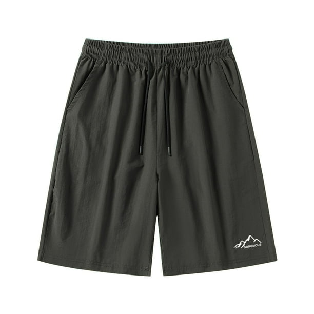 Pantalones cortos de verano para hombre y niño - 5 pulgadas de largo, cintura elástica - Fibra de viscosa, informal para exterior/deporte, S-XXXXXL, cinta de silicona antideslizante