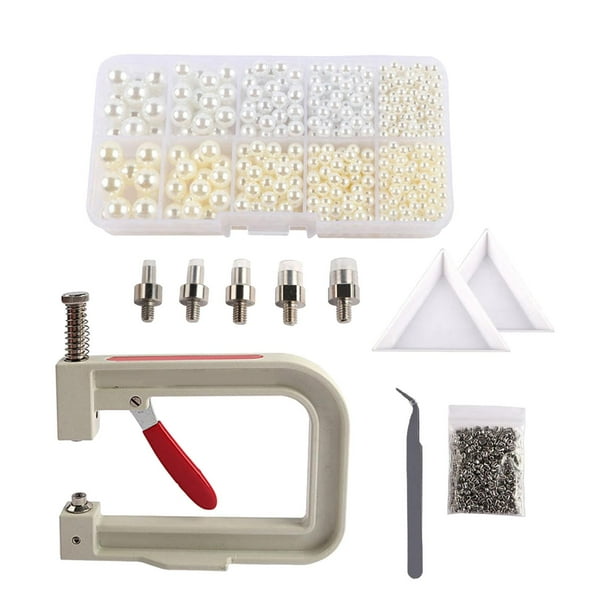 Herramienta de prensado manual para colocar perlas, máquina para sujetar remaches, remaches con bandeja beis blanco