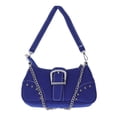 thumbnail image 1 of M Buder Bolso de Lona Estilo Femenino Pequeño Bolso Hombro con Cadena Decorativa Underarm Bag Azul Moderno Práctico para Uso Diario 27 cm / 10.6 in, 1 of 9