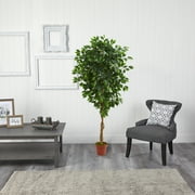 Nearly Natural 6 Ficus Artificial Tree, Green