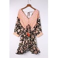 thumbnail image 1 of ABPHQTO Vestido floral de manga 3/4 con cuello en V negro para mujer, 1 of 5