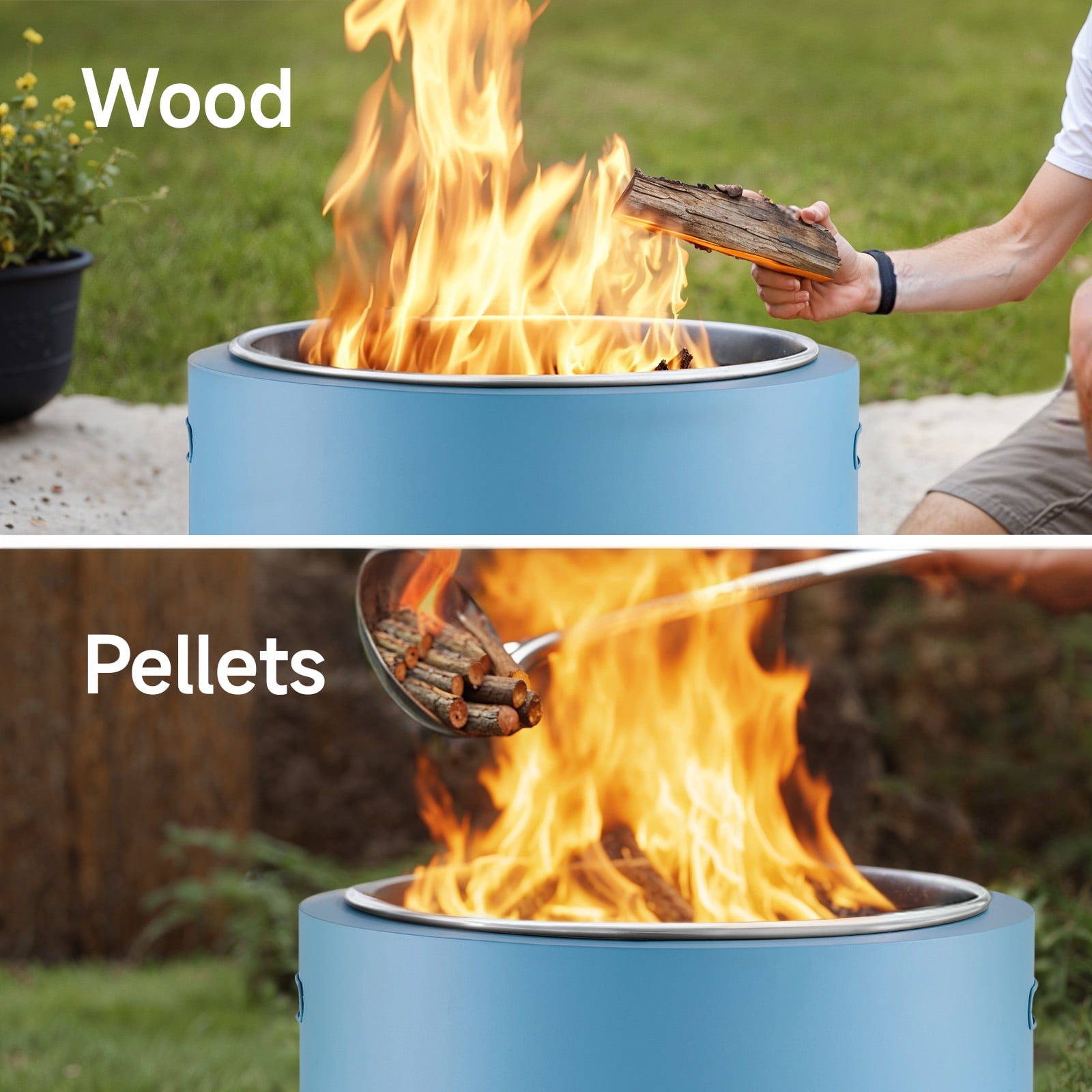 Naipo Smokeless Fire Pit,  20" Portable Stainless Steel Outdoor Fire Pit for Patio Camping, Portable Fire Pit Burning Wood, Particles, Lightweight Fireplace Burning Firepit Ideal for 2-4 People 20lbs