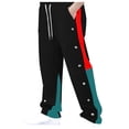 thumbnail image 1 of Zszcpp Mens Casual Pants Long Latest Color Matching Side Breasted Straight Stylish Button Lounge Trousers Casual Trouser, 1 of 7
