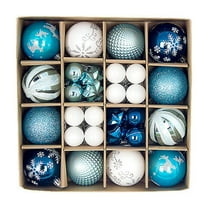 Luoshdecor Winter Ball Ornaments White Blue Ornament for Tree,44Pcs Shatterproof Set of Balls, Stars, and Hanging Ornaments for Tree