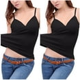 thumbnail image 2 of ZZwxWA 2pcs Camisole for Women Built in Bra V Neck Tank Tops Adjustable Spaghetti Strap Sleeveless Basic Undershirts Womens Slim Sling Vest Tax Free Weekend, 2 of 4