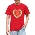 thumbnail image 3 of Kids Watermelon Shirt Heart Print Cute Girls Short Sleeve Tee 100% Cotton Graphic Top, Red,Size 3 T, 3 of 9