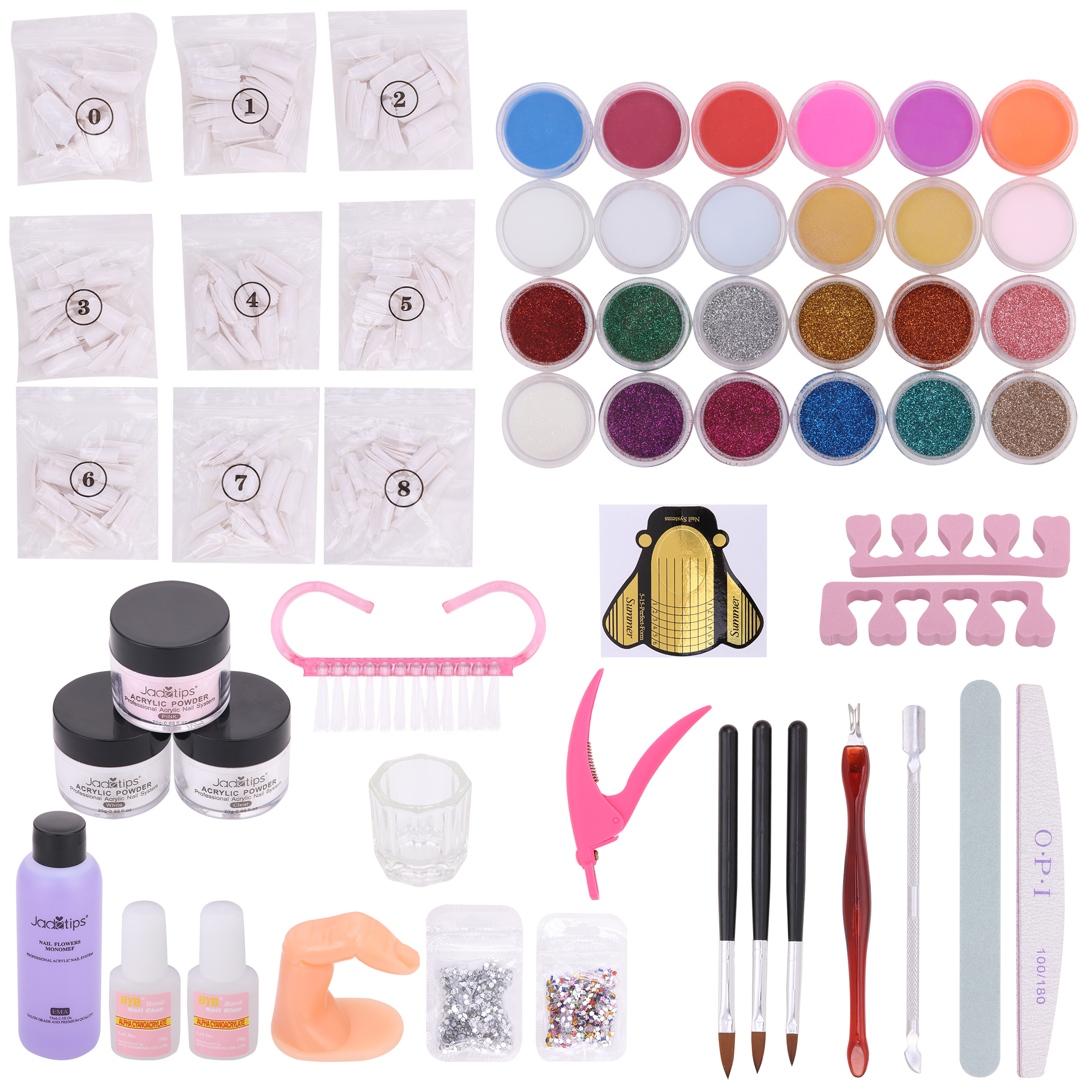 Acrylic Nail Kit for Beginners, Professional Acrylic Nail Powder and Liquid Kit Clear White Pink Acrylic Nail Set for DIY Nail Art Design - image 1 of 8