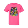 thumbnail image 3 of Colorful Majestic Neon Atric Wolf | Dean Russo Art Animal Lover Men's T-Shirt, Neon Pink, 5XL, 3 of 5