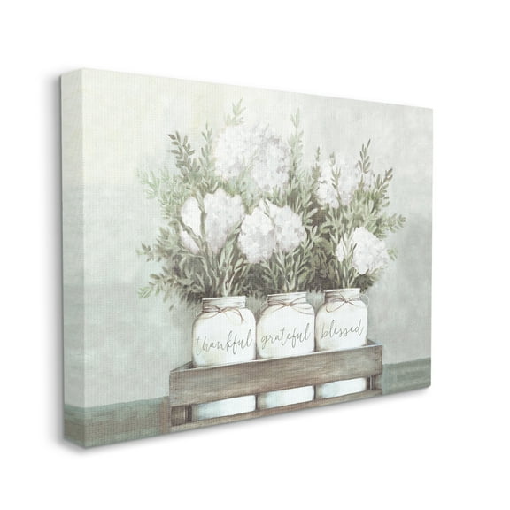 Stupell Home Décor Pristine Hydrangea Bouquets Thankful Grateful Blessed Sentiment, 16 x 20, Designed by Dogwood Portfolio