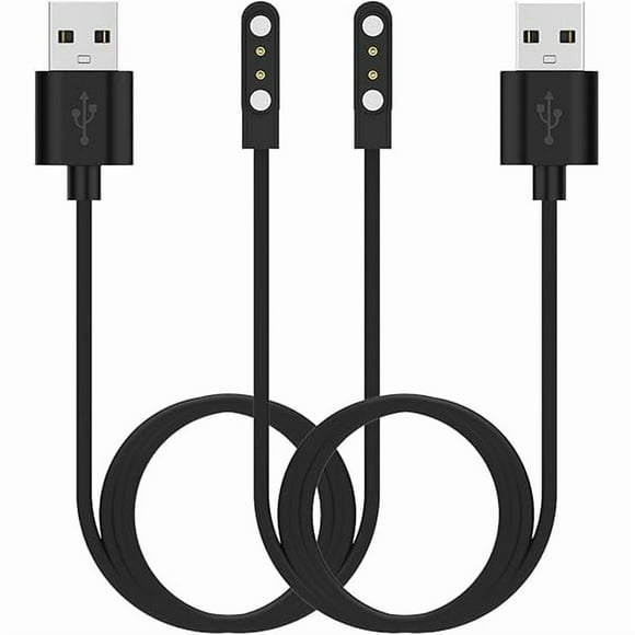 ccwonima Smart Watch Chargers Compatible for FITVII HM78 HM68 HM58 HM57 H56, Iaret I18, Morepro HM57 HM78, Parsonver SR1 Replacement Charging Cable 60cm, 2Pack (Black&Black)