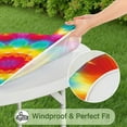 thumbnail image 5 of Colorful Tie Dye Mandala Pattern Round Fitted Tablecloth with Elastic Edge,Dining Table Cover Waterproof,Outdoor Round Tablecloth for Camping,Dining,Indoor and Outdoor, 5 of 7