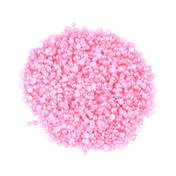 FRCOLOR 2000pcs 4mm Half Round Artificial Pearl Beads Flat Back Pearl for Craft DIY Gift Making (Pink),1.97"X1.57"X1.57"