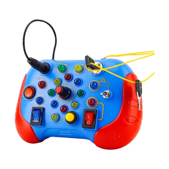 Tablero sensorial con LED para actividades de viaje, juguete educativo y de desarrollo. Azul