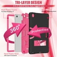 thumbnail image 4 of Dteck Case for Lenovo Tab M10 Plus 2022 10.6 inch, Heavy Duty Hybrid Shockproof Rugged Drop Protection Cover Built with Kickstand for Lenovo TB125FU/TB128FU/TB128XU Tablet, Black+Rose, 4 of 9