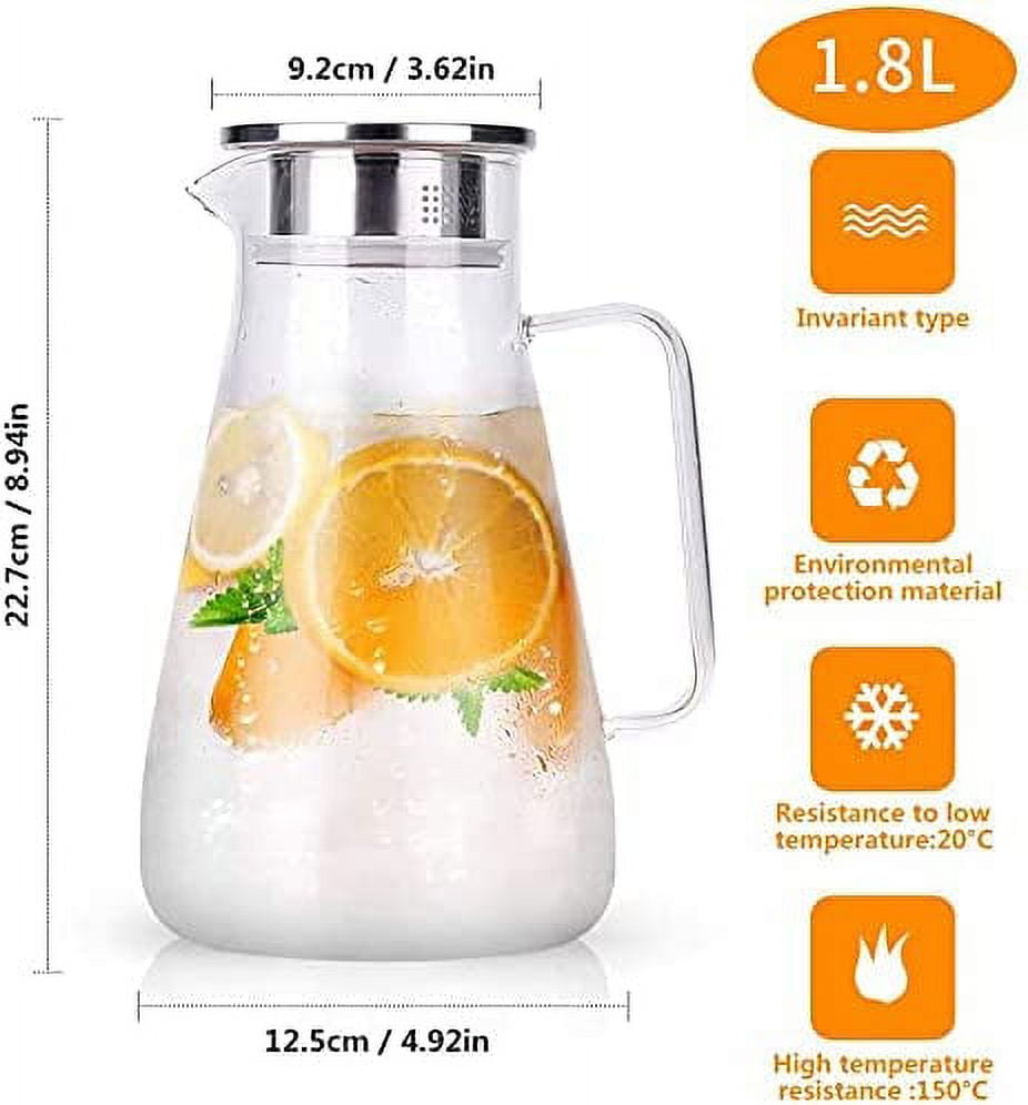 Leke Juice Container for Fridge, 34oz Water Carafe with Lid, Carafe  Pitchers for Milk 