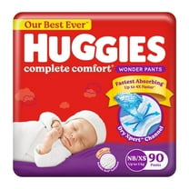 Huggies Complete Comfort Wonder Pants Dry Xpert Channel Ultra Absorbent Diapers, New Born/XS, 90 Count
