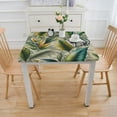 thumbnail image 3 of COMIO Tropical Palm Leaves Banana Jungle Leaf Floral Pattern Fabric Outdoor Fitted Square Tablecloth White, 3 of 7