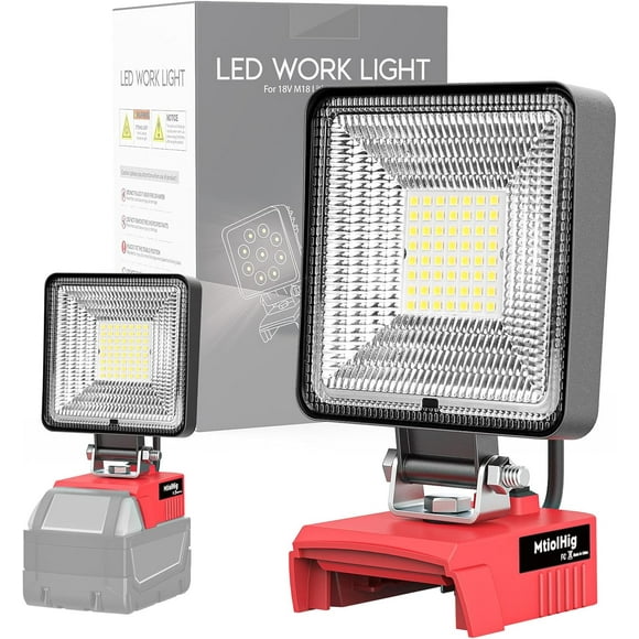 shiyou-LED Work Light for Milwaukee m18 Battery, 19W 1900Lumens Battery Powered LED Flood Light for Milwaukee Tools Only with USB & Type-C Charging for Workshop,Garage,Camping, Outdoor, Emergencies