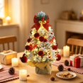 thumbnail image 4 of 2026 Christmas Home Party Decoration Flocked Wintery Mini Tabletop Christmas Tree Before Lit Small Xmas Tree With Velvet Balls Ornaments Desktop Christmas Decor Christmas Celebration Party, 4 of 6