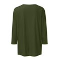 thumbnail image 6 of WTOBBY Women's Fashion Basic V-Neck T-Shirt with Printed Pattern, 3/4 Sleeve, and Button Detail, Ideal for Weekend Wear, Spring Fall Season, Casual Occasions, and Everyday Comfort,Green XL, 6 of 6