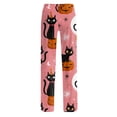 thumbnail image 7 of Halloween Pajamas Pants for Women Ladies Drawstring Pumpkins Ghost Pajama Cute Soft Long Wide Leg Pj Pants Pink 2XL, 7 of 7