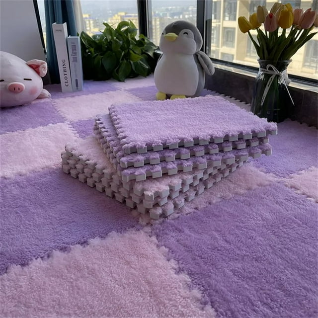EIGTHTAIL30*30CM Soft Plush Children Kids Rug Play Mat Puzzle Carpet Warm Playmat Interlocking Exercise Tiles Floor Carpet Decoration Mat