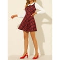 thumbnail image 5 of INSPIRE CHIC Women's Plaid Peter Pan Collar Long Sleeve Mini A-Line Dress L Red, 5 of 8