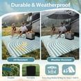 thumbnail image 6 of VUNATE Outdoor Rug Carpet 6'x9' Waterproof Reversible Patio Rug Portable Boho Indoor Outdoor Rug Plastic Straw Rug for Beach RV Camping Garden Picnic Deck Backyard Modern Porch Decor Teal and White, 6 of 8