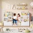thumbnail image 3 of Homfa Kids Bookcase with Reading Nook, 75" W Kids Toy Storage Organizer with 2 Drawers, Kid Bench for Playroom Kids Room Living Room, White, 3 of 7