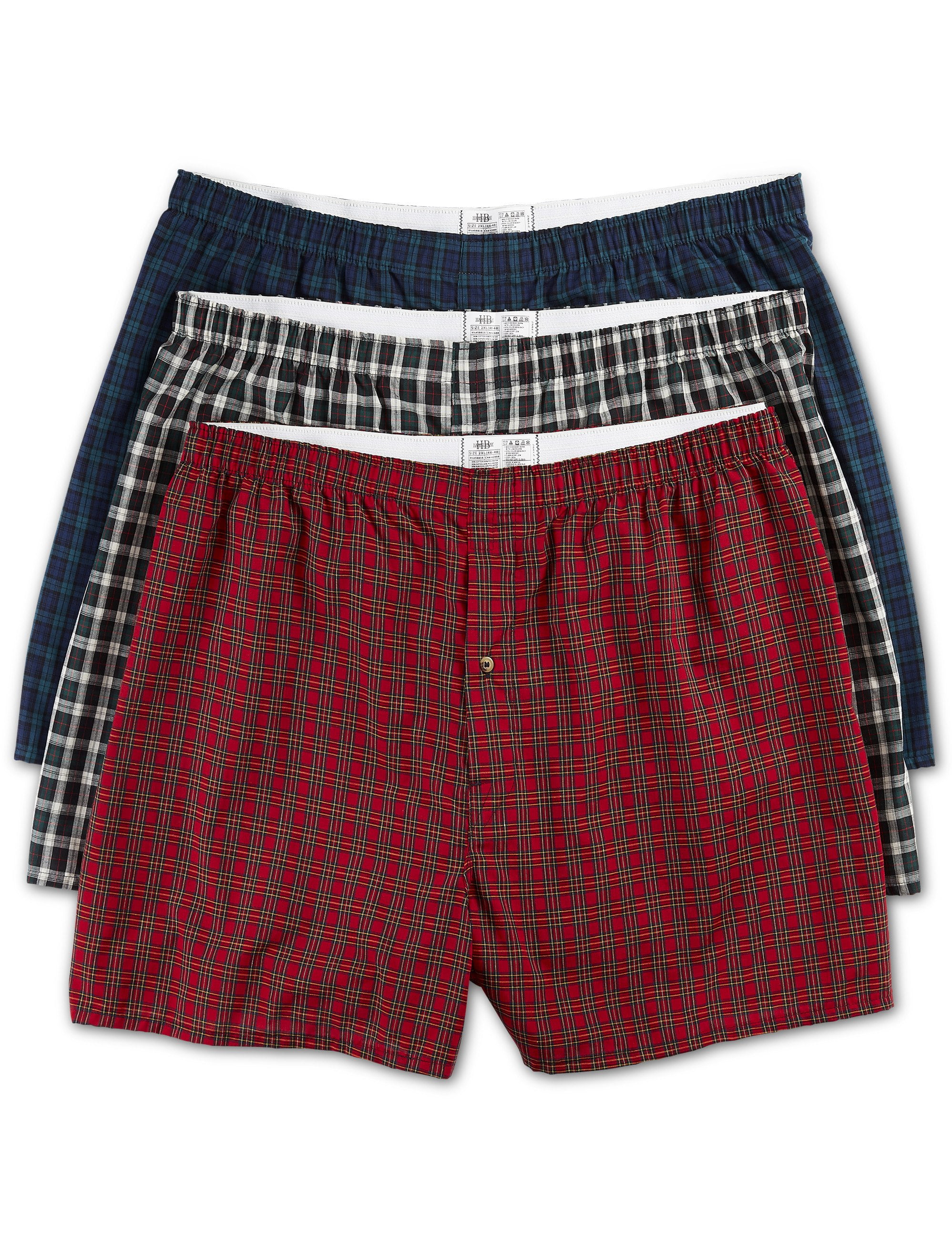 Harbor Bay Men's Big & Tall Harbor Bay 3pk Tartan Plaid Woven Boxers